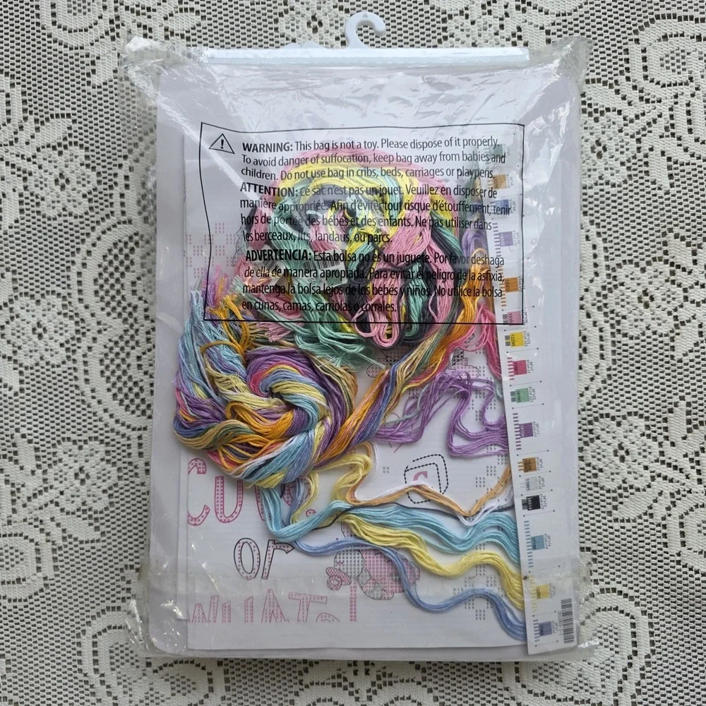 DIMENSIONS Printed Cross Stitch Baby Quilt Kit, 99.9% Unfinished, 72724 Animals